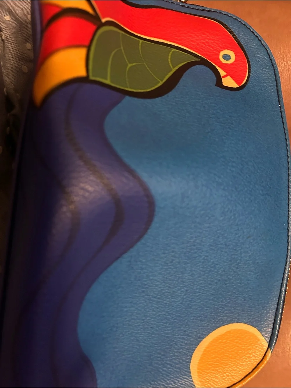 Tory Burch Blue Parrot Printed Cosmetic Pouch